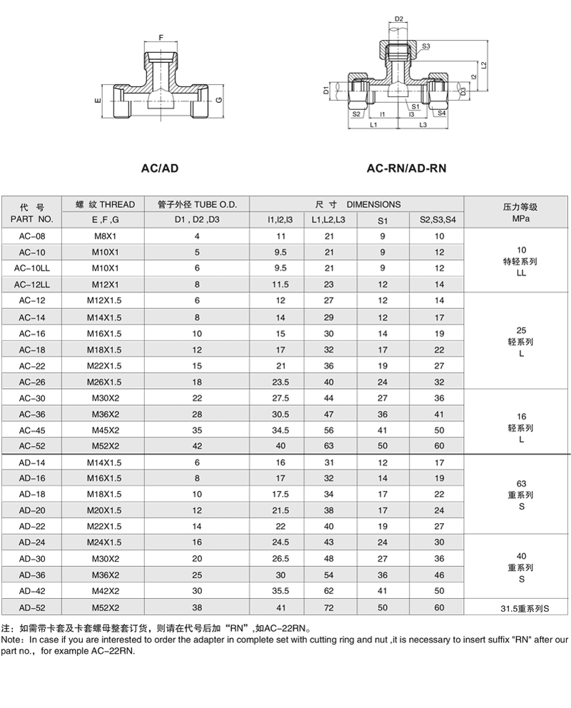 AC AD三通接头